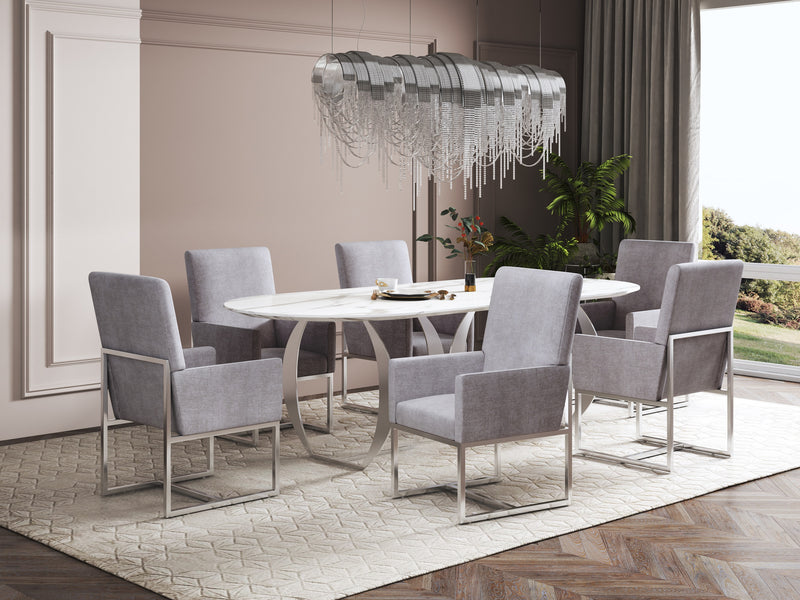 Manhattan Comfort Element Velvet Armless Dining Chair - Steel