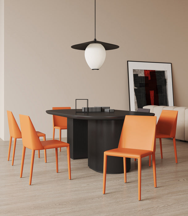 Manhattan Comfort Set of 2 Paris Coral Saddle Leather Dining Chairs - Coral