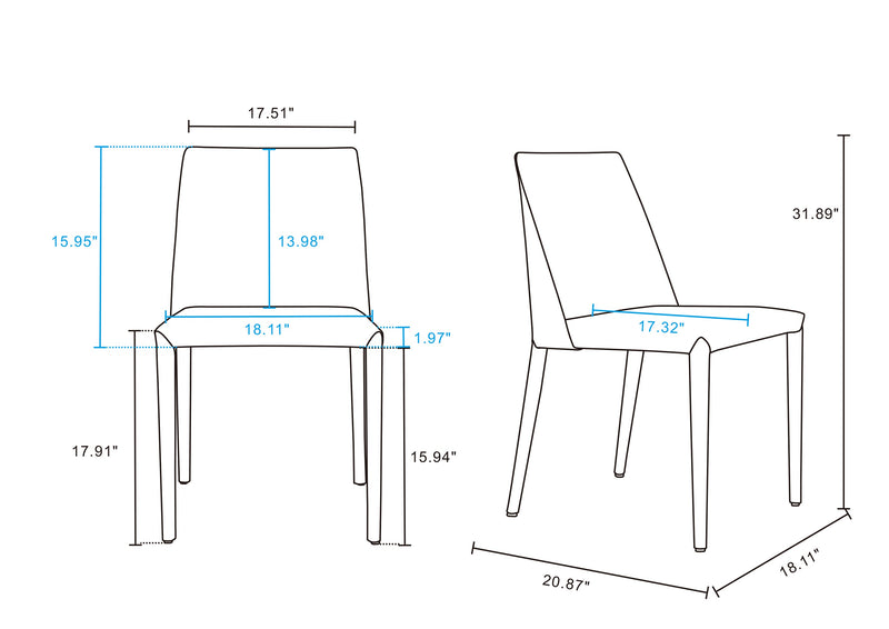 Manhattan Comfort Set of 2 Paris Coral Saddle Leather Dining Chairs - Coral