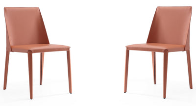 Manhattan Comfort Set of 2 Paris Saddle Leather Dining Chairs - Clay|Ensemble 2 chaises de salle à manger Paris de Manhattan Comfort en cuir à équipement - argile