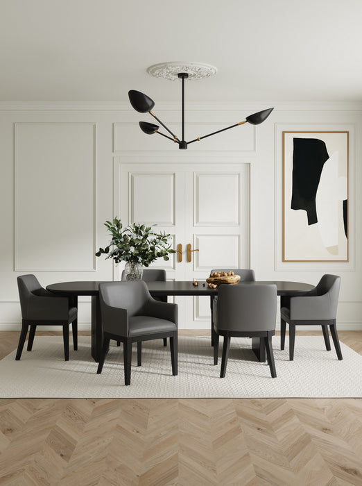 Manhattan Comfort Gansevoort Modern Faux Leather Dining Chair - Pebble Grey