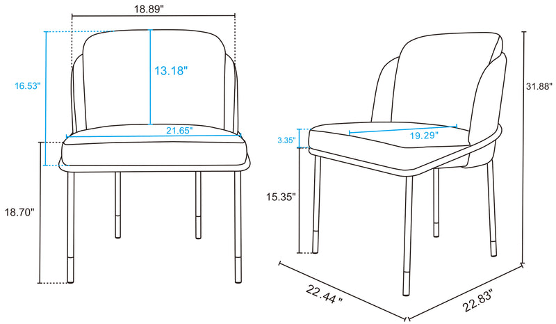Manhattan Comfort Flor Fabric Dining Chair - Wheat