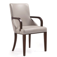 Manhattan Comfort Shubert Modern Faux Leather & Velvet Dining Armchair - Light Grey
