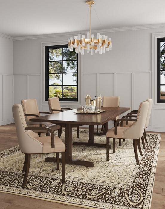 Manhattan Comfort Shubert Modern Faux Leather & Velvet Dining Chair - Tan