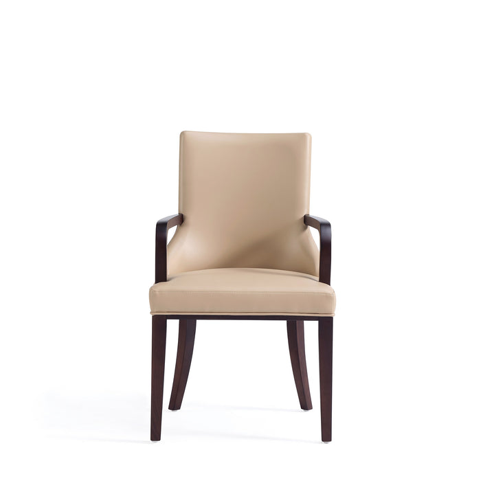 Manhattan Comfort Shubert Modern Faux Leather & Velvet Dining Chair - Tan