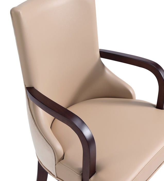 Manhattan Comfort Shubert Modern Faux Leather & Velvet Dining Chair - Tan