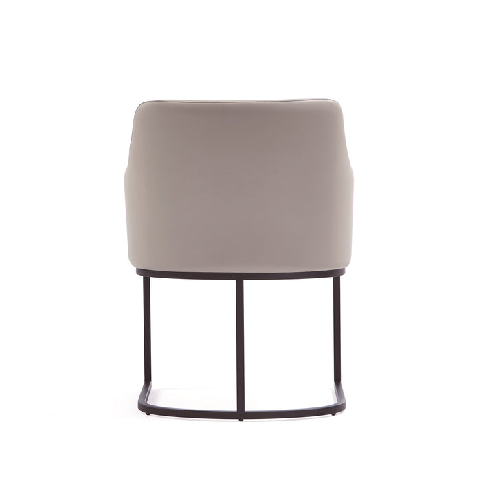 Manhattan Comfort Modern Serena Dining Armchair Upholstered Leatherette with Steel Legs - Light Grey