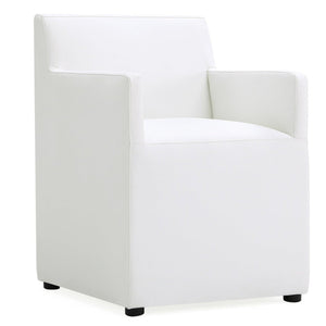 Manhattan Comfort Anna Modern Square Faux Leather Armless Dining Chair - Cream