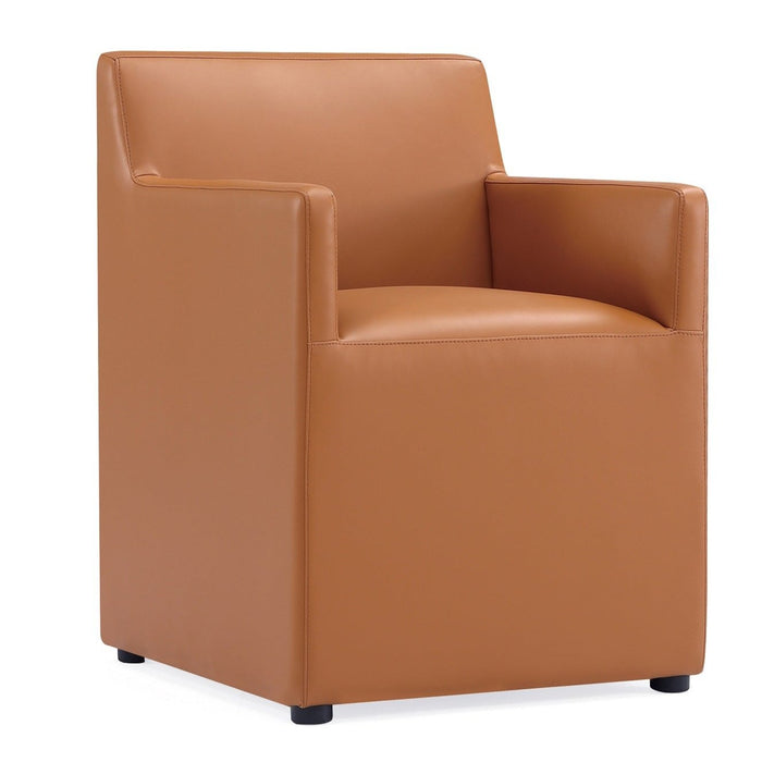 Manhattan Comfort Anna Modern Square Faux Leather Armless Dining Chair - Saddle