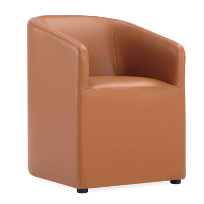 Manhattan Comfort Anna Modern Round Faux Leather Dining Chair - Saddle|Chaise de salle à manger arrondie et moderne Anna de Manhattan Comfort en similicuir - brun clair