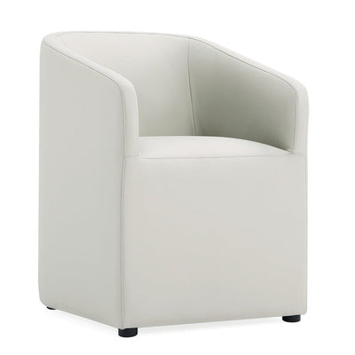 Manhattan Comfort Anna Modern Round Faux Leather Dining Chair - Light Stone Grey|Chaise de salle à manger arrondie et moderne Anna de Manhattan Comfort en similicuir - pierre gris clair