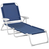 Outsunny Outdoor Lounge Chair With 4-level Adjustable Backrest, Blue
