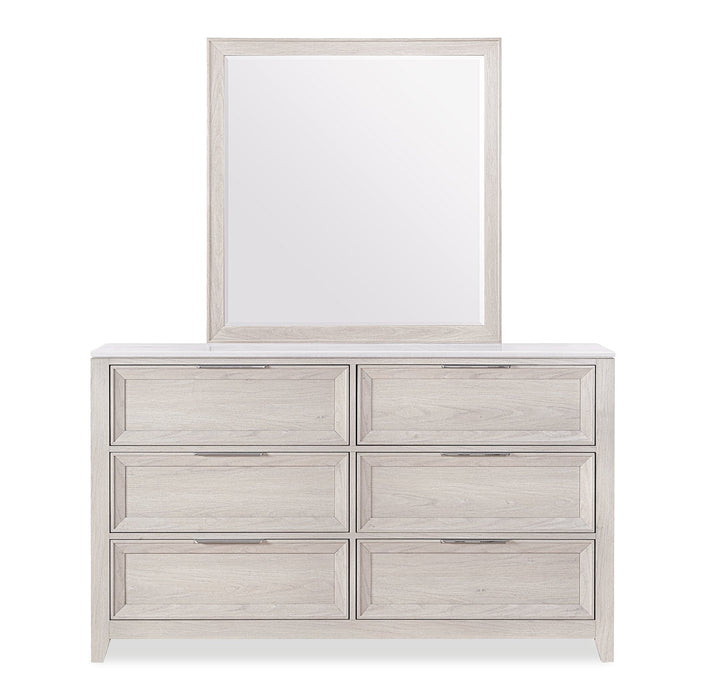 Elana Bedroom 6-Drawer Dresser, 65”W x 39”H, with Real Marble Top – Beige