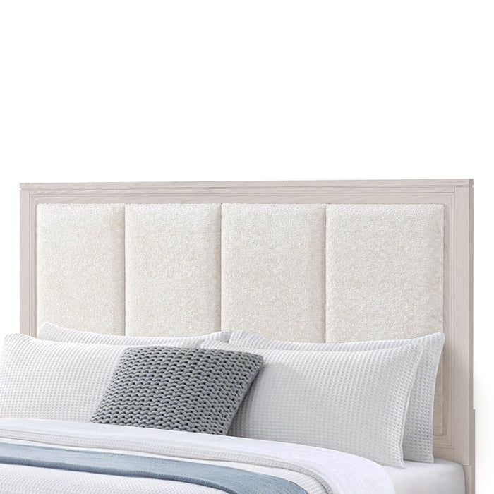Elana Storage Bed with Upholstered Headboard, Beige – King Size