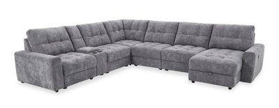 Scott Living Elevate Modular 7-Piece Right-Facing Chenille Fabric Power Reclining and Sliding Sectional - Grey | Sofa sectionnel modulaire à coulissement et inclinaison électriques de droite Elevate de Scott Living 7 pièces en tissu de chenille - gris