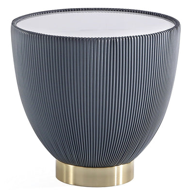 Manhattan Comfort Modern Anderson End Table 2.0 Upholstered Leatherette with Ceramic Faux Marble Tab|Table de bout moderne Anderson 2.0 de Manhattan Comfort avec revêtement en similicuir et dessus de t