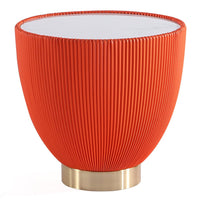 Manhattan Comfort Modern Anderson End Table 2.0 Upholstered Leatherette with Ceramic Faux Marble Tab