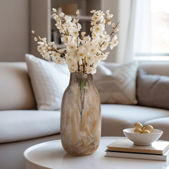 13\" Foley Small Glass Vase - Ivory
