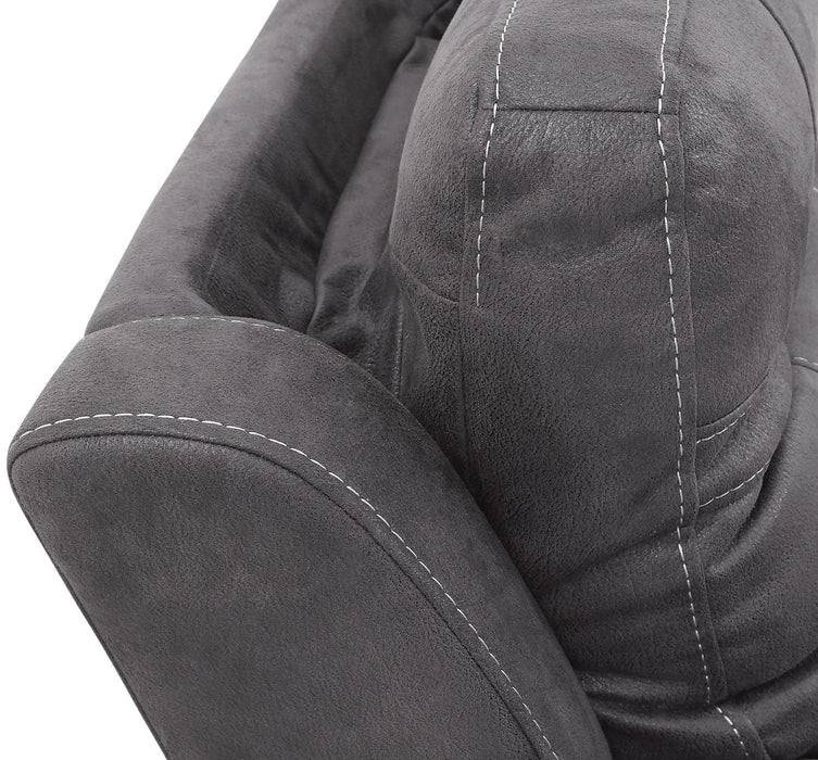 Floy 6-Piece Faux Suede Power Reclining Sectional with Power Headrests, Console and USB Port - Grey