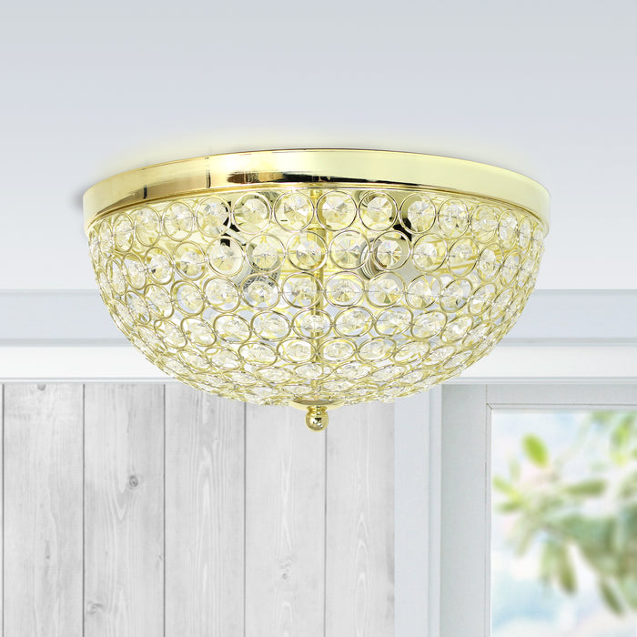 Elegant Designs Elipse Crystal Flush Mount Ceiling Light - Gold