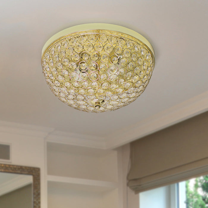 Elegant Designs Elipse Crystal Flush Mount Ceiling Light - Gold