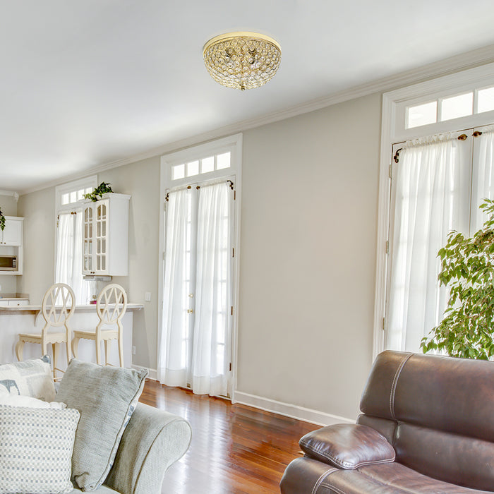 Elegant Designs Elipse Crystal Flush Mount Ceiling Light - Gold