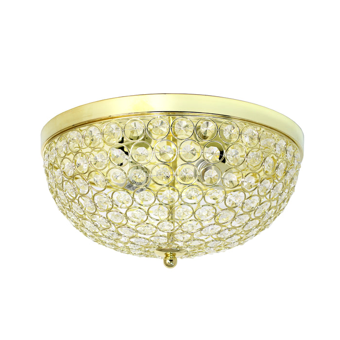 Elegant Designs Elipse Crystal Flush Mount Ceiling Light - Gold