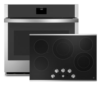 GE 30" Electric Cooktop and 5 Cu. Ft. Electric Single Wall Oven – Stainless Steel  | Surface de cuisson électrique de 30 po et four mural simple électrique de 5 pi3 de GE - acier inoxydable