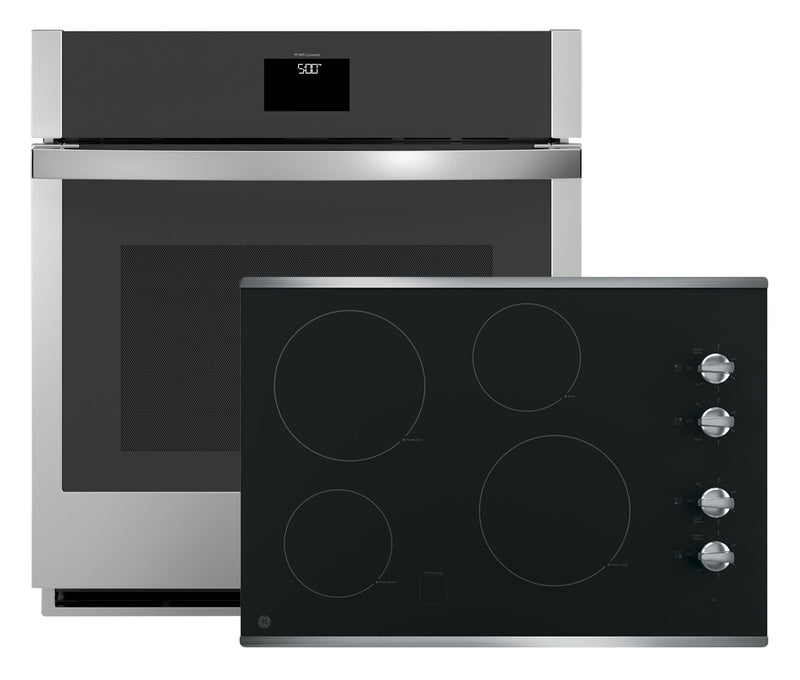 GE 30\" 4-Element Electric Cooktop and 4.3 Cu. Ft. Electric Single Wall Oven