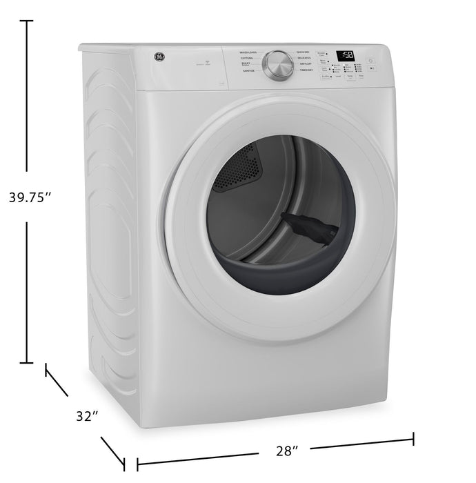 GE 7.8 Cu. Ft. Electric Dryer with Sanitize Cycle – White - GFD35ESMYWW