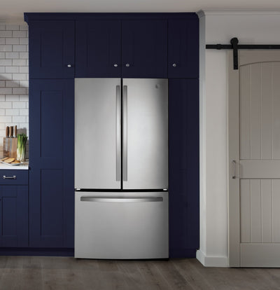 GE 36" 27 Cu. Ft. French-Door Refrigerator - Stainless - GNE27JYMFS | Réfrigérateur GE de 27 pi³ et de 36 po à portes françaises - acier inoxydable - GNE27JYMFS