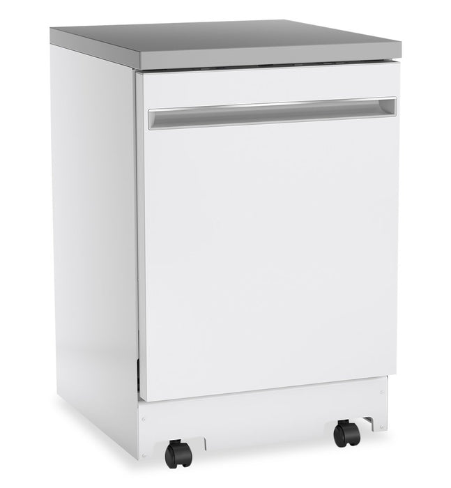 GE 24\" 54 dBA Portable Top-Control Dishwasher with Piranha Hard Food Disposer - White - GPT225SGLWW