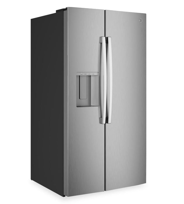 GE 36\" 28 Cu. Ft. Side-by-Side Refrigerator with Ice and Water Dispenser - Stainless Steel - GSS28NYYFS