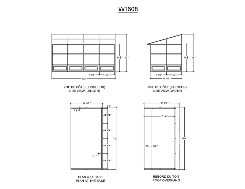 Gazebo Penguin Florence - Wall Mounted Solarium 8x16 Polycarbonate Roof