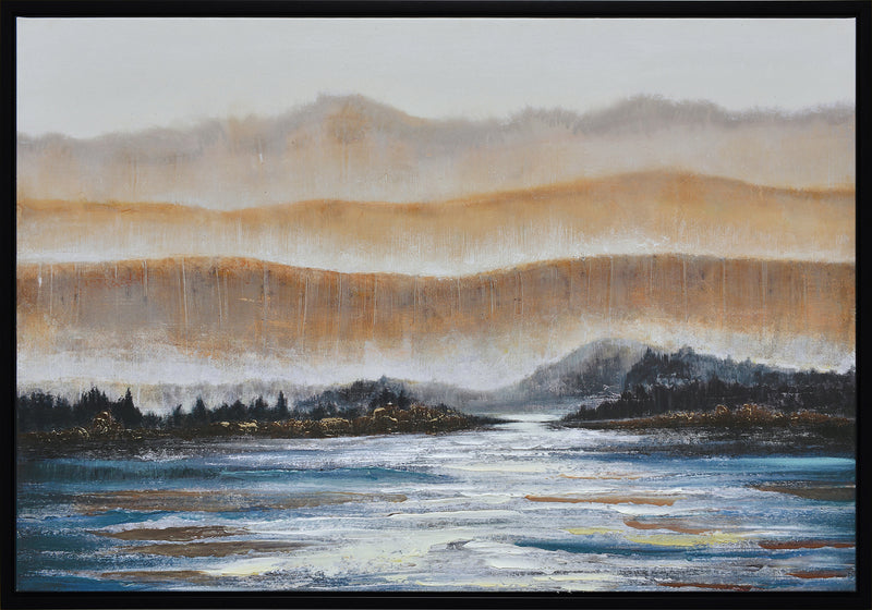 Blue River Framed Acrylic Painting - 31.5\" x 47.5\"