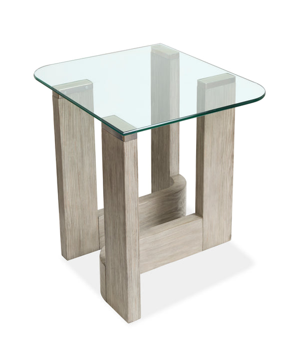 Jerome 22\" End Table with Glass Top - Smokey Pine