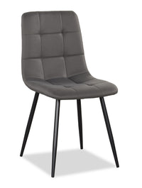 Arlo Dining Chair with Cushion Fabric Tufted Seat & Back, Metal – Charcoal 