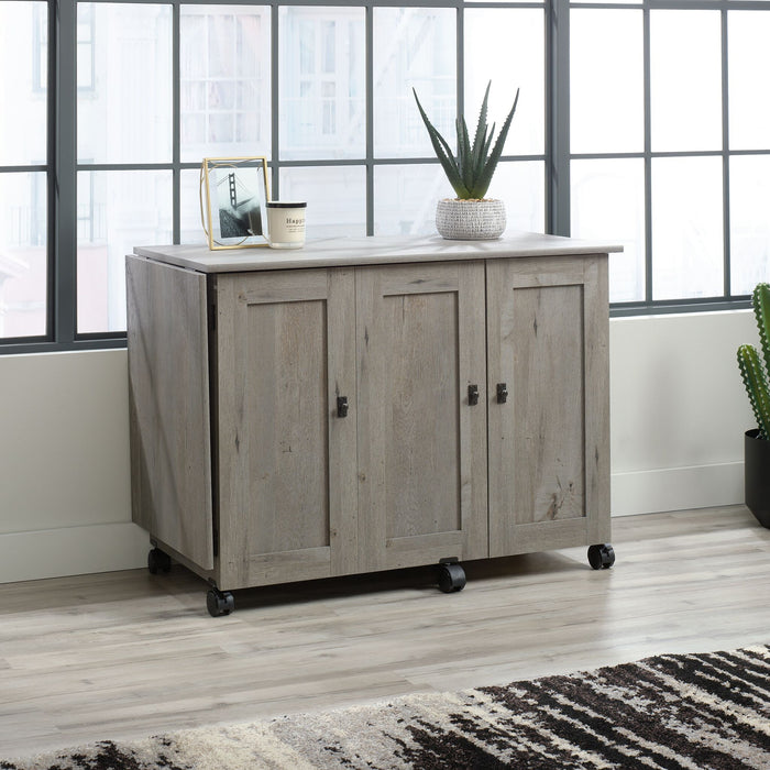 Brett 40.08” 3 Shelf Sewing and Craft Cart with Casters – Mystic Oak