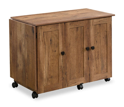 Brett 40.08” 3 Shelf Sewing and Craft Cart with Casters – Vintage Oak | Chariot de couture et de bricolage Brett de 40,08 po à 3 tablettes avec roulettes - chêne antique