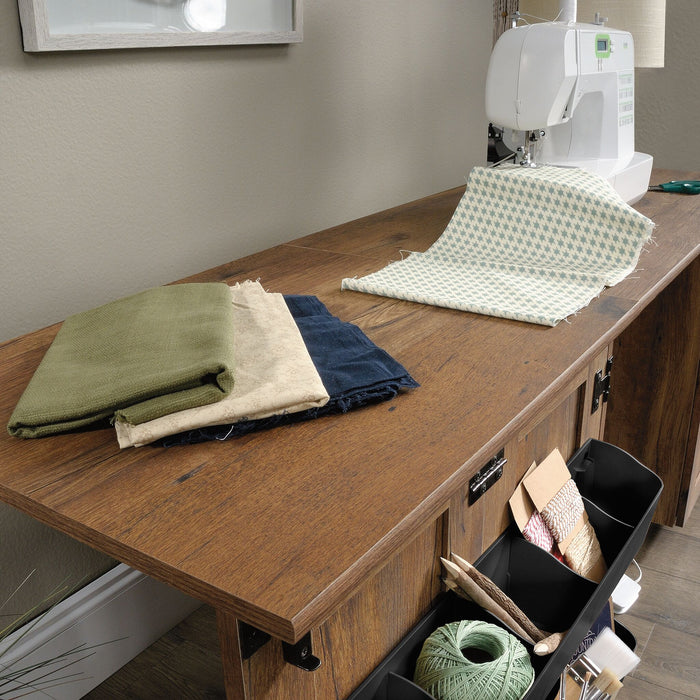 Brett 40.08” 3 Shelf Sewing and Craft Cart with Casters – Vintage Oak