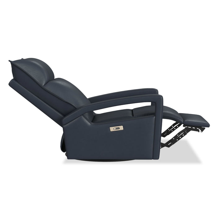 Carlos 31\" Top-Grain Genuine Leather Power Reclining Chair with Glider and Swivel – Blue  