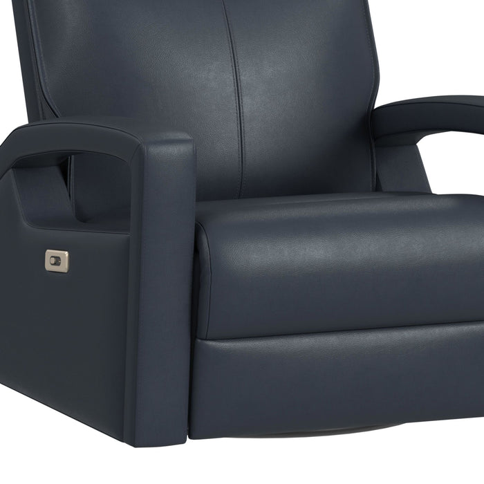 Carlos 31\" Top-Grain Genuine Leather Power Reclining Chair with Glider and Swivel – Blue  