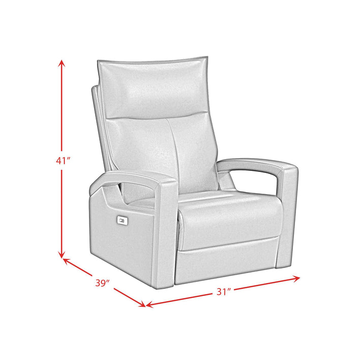 Carlos 31\" Top-Grain Genuine Leather Power Reclining Chair with Glider and Swivel – Blue  