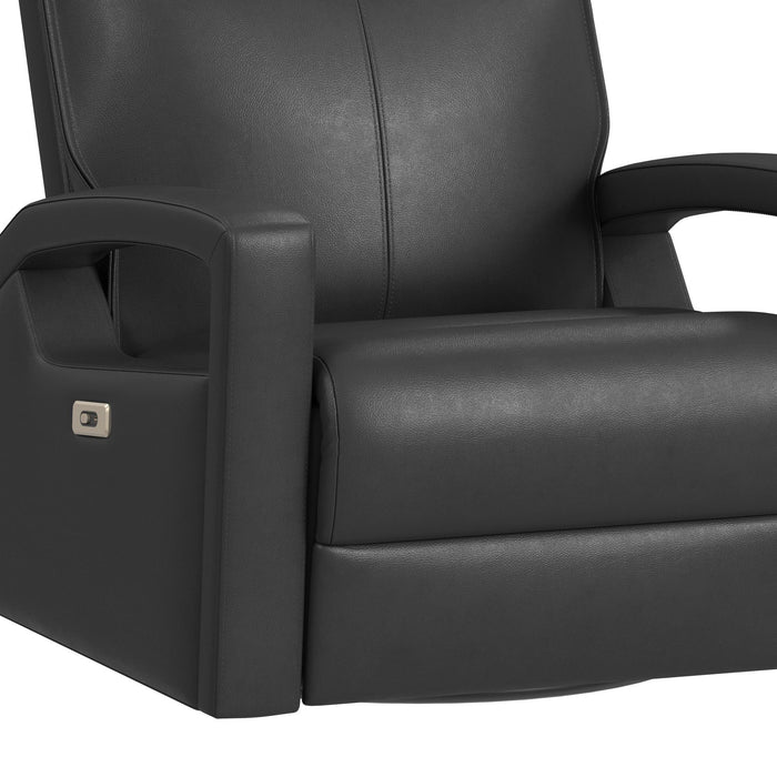 Carlos 31\" Top-Grain Genuine Leather Power Reclining Chair with Glider and Swivel –  Grey