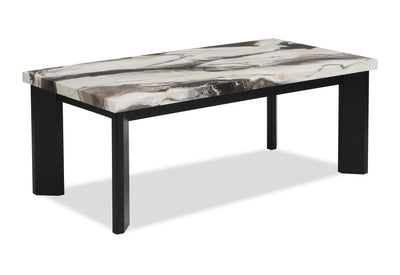 Carra 47.64" Modern Coffee Table with Marble-Look Top - Black | Table à café moderne Carra de 47,64 po avec dessus en imitation de marbre - noire