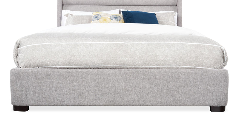 Jade Upholstered Platform Bed with USB Ports in Grey Fabric - Queen Size
