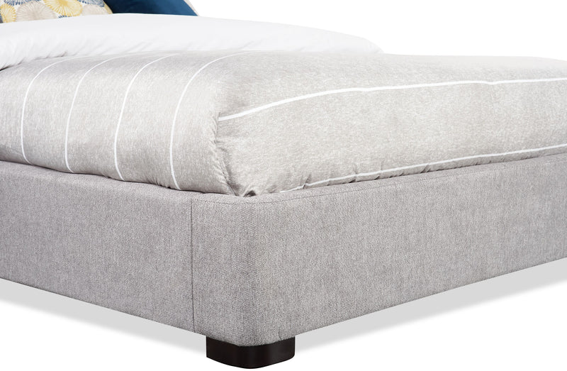 Jade Upholstered Platform Bed with USB Ports in Grey Fabric - Queen Size