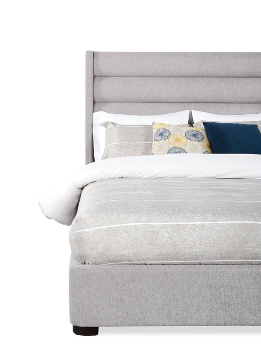 Jade Upholstered Platform Bed with USB Ports in Grey Fabric - Queen Size