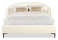 Luna Upholstered Wingback Bed in Taupe Fabric - Queen Size 