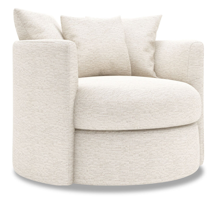 Made in Canada Sofa Lab Customizable Nest 42\" Fabric Swivel Accent Chair – Chenille White 